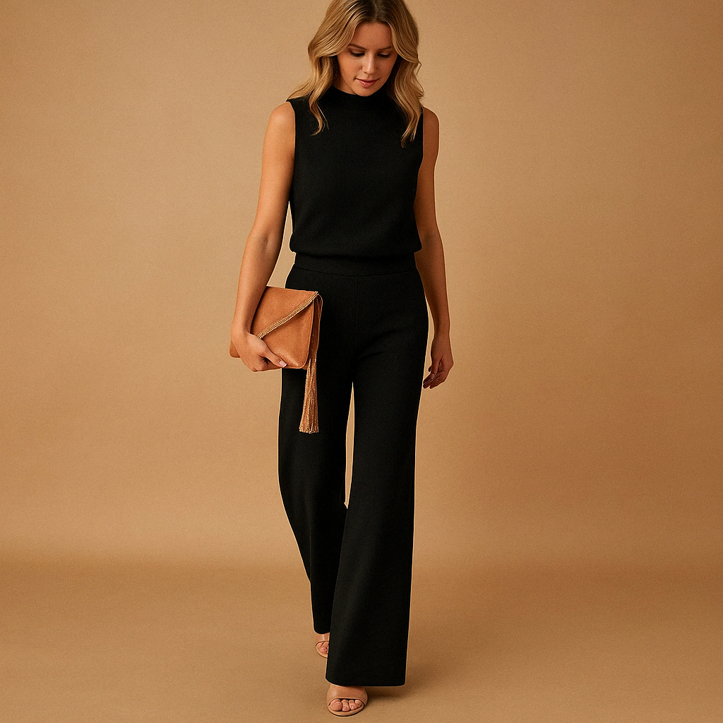 Black women's wide leg jumpsuit