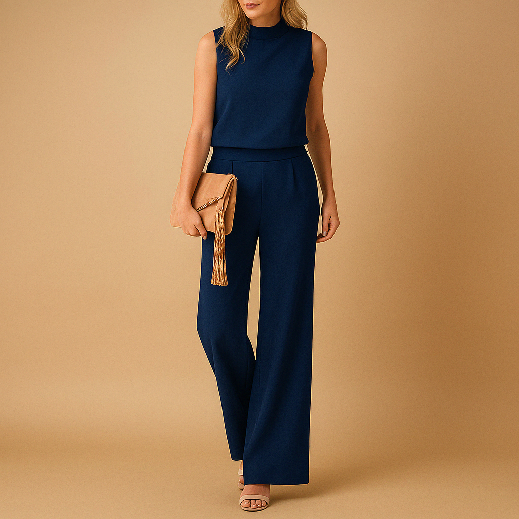 Blue women's wide leg jumpsuit