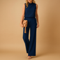 Blue women's wide leg jumpsuit