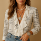 Butterfly print women's blouse front view