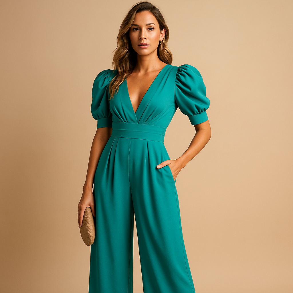 Turquoise women's long jumpsuit
