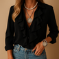 Women's butterfly blouse with ruffle detail