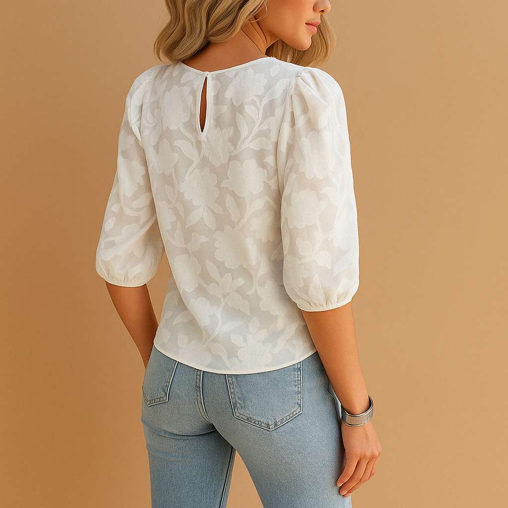 Women's floral top back view