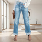 Stitching detail on women's denim jeans