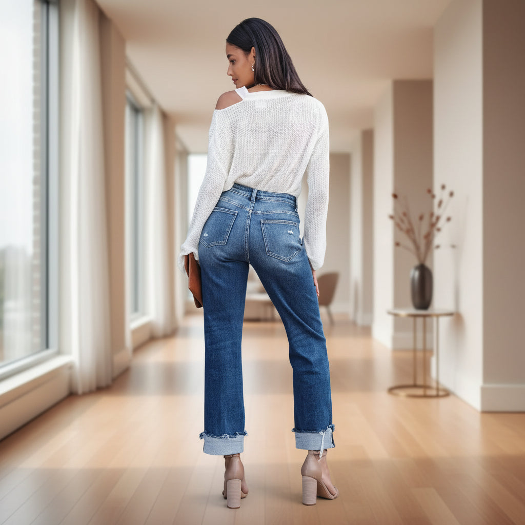 Front pocket detail on women's denim jeans