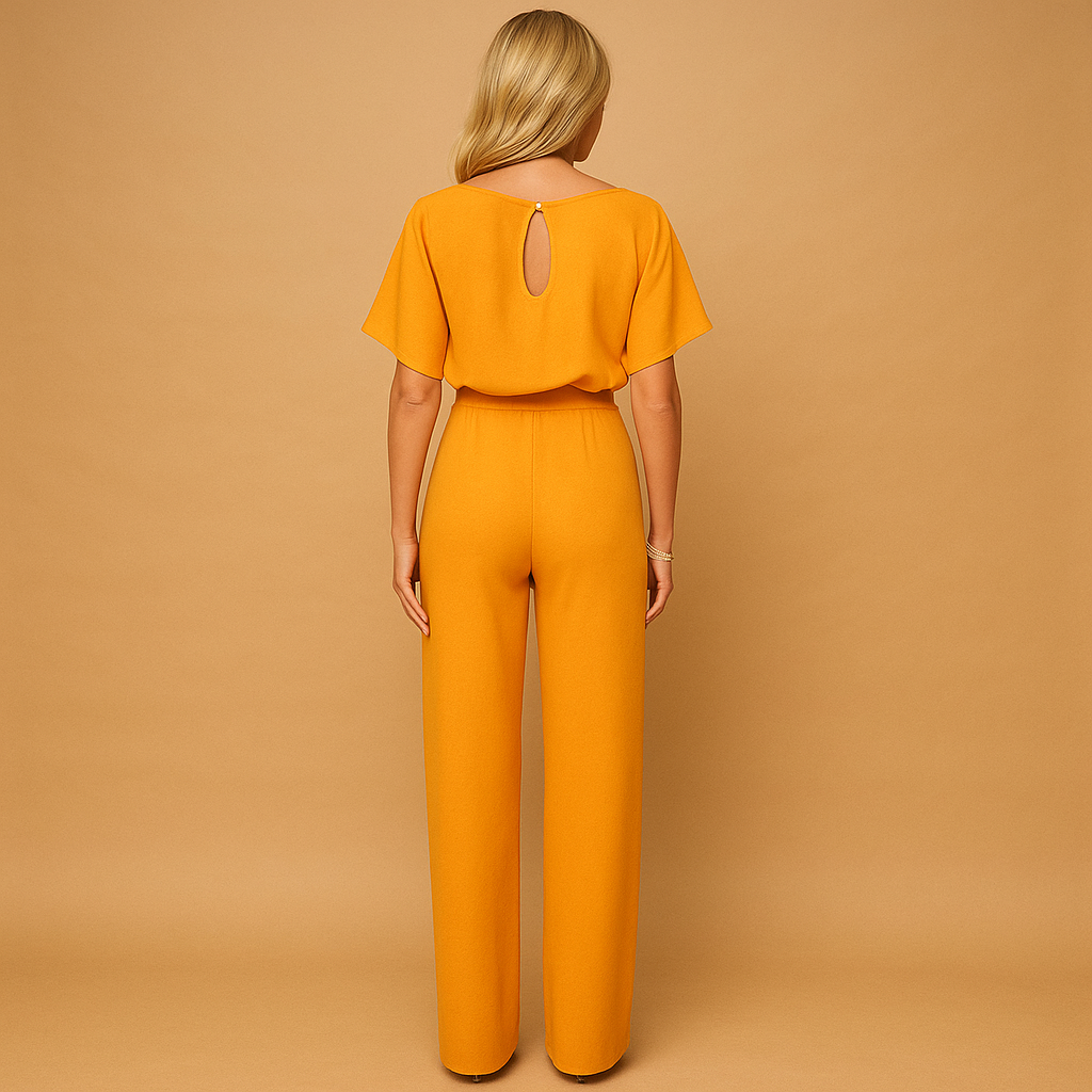 Women's lace-up jumpsuit back view