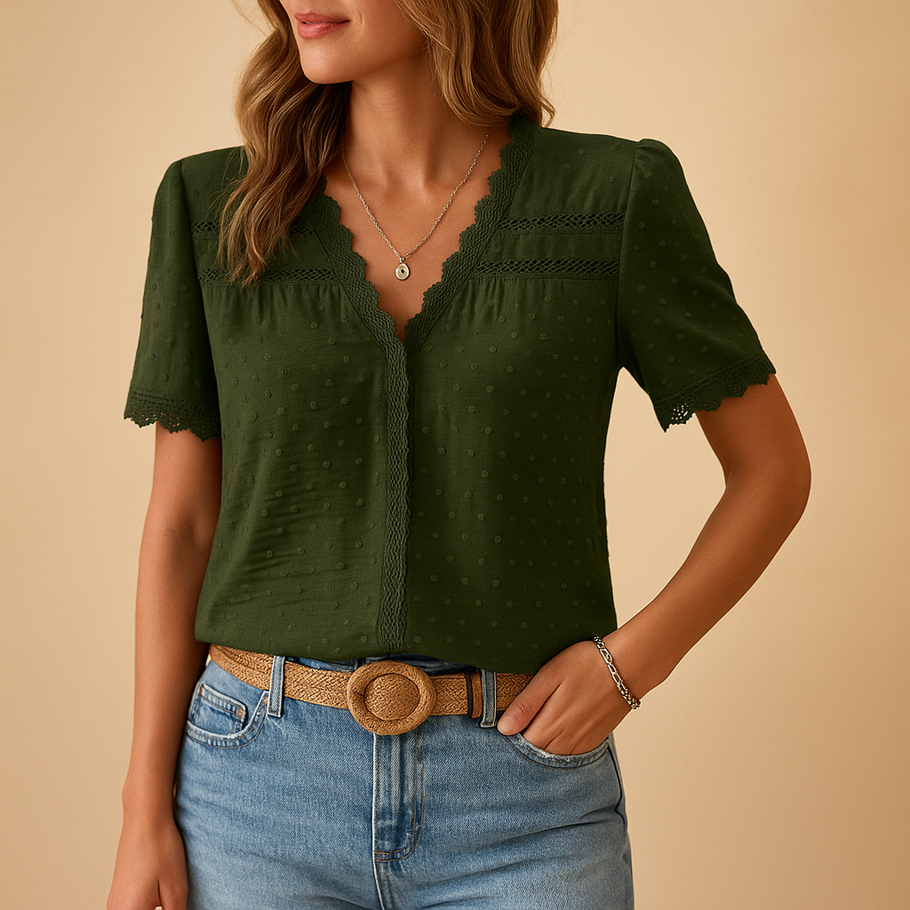 Women's lace V-neck blouse front view