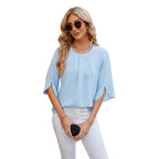 Women's loose blouse top side view