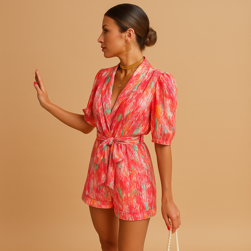 Women's printed jumpsuit side view
