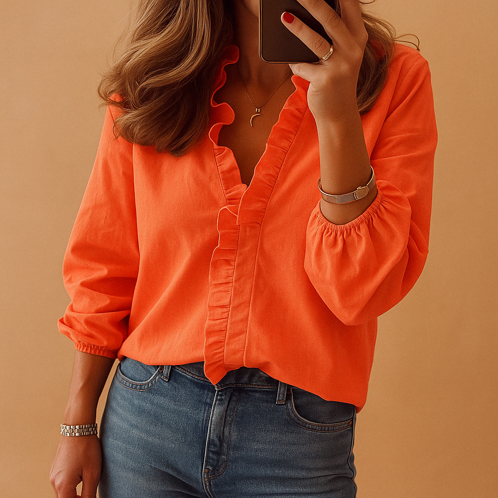 Women's ruffled blouse with flattering fit