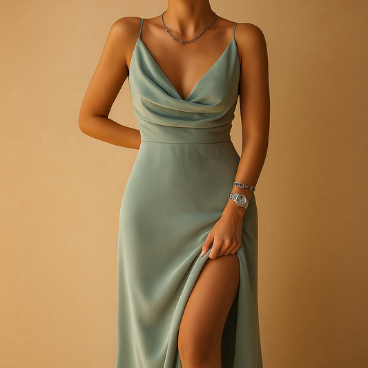 Women's V-neck maxi dress front view