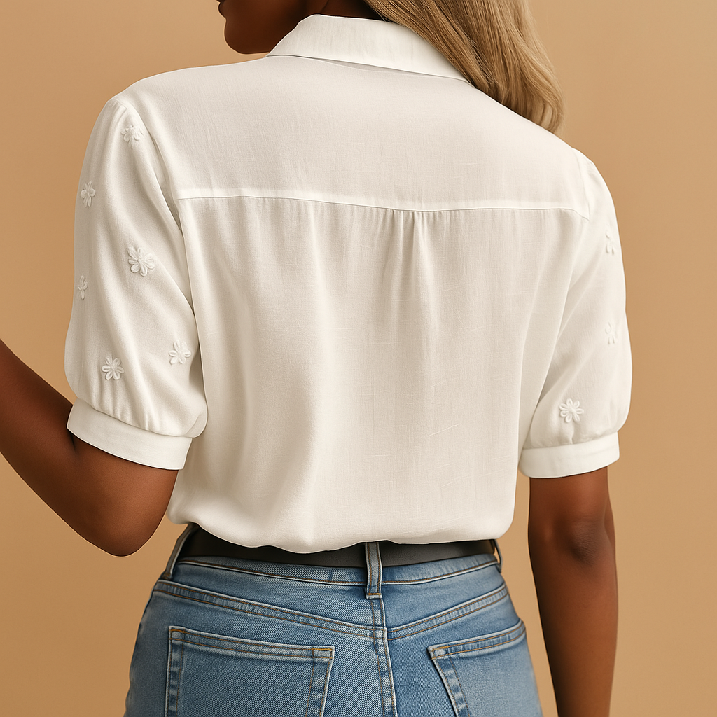 Women's white blouse back view