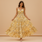 Yellow floral women's maxi dress with sleeveless design