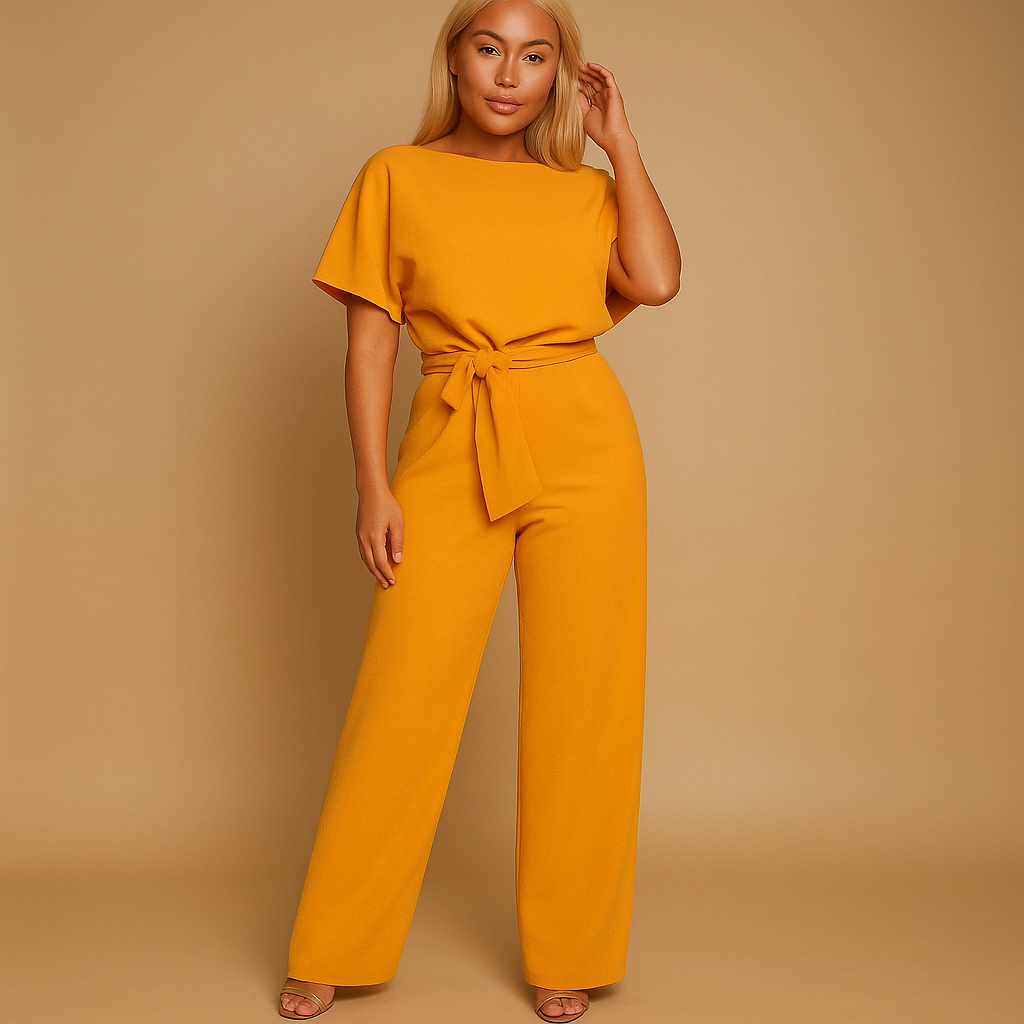 Yellow women's high waist jumpsuit