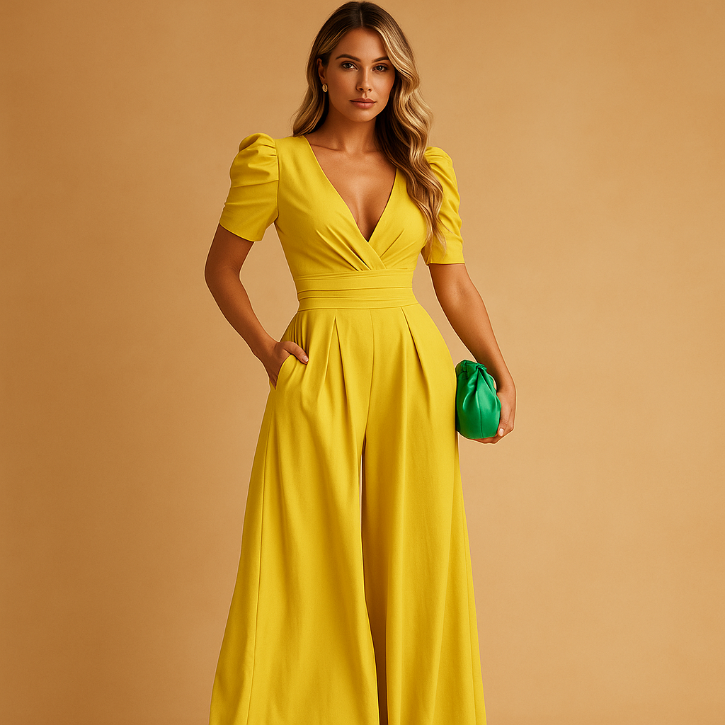 Yellow women's long jumpsuit